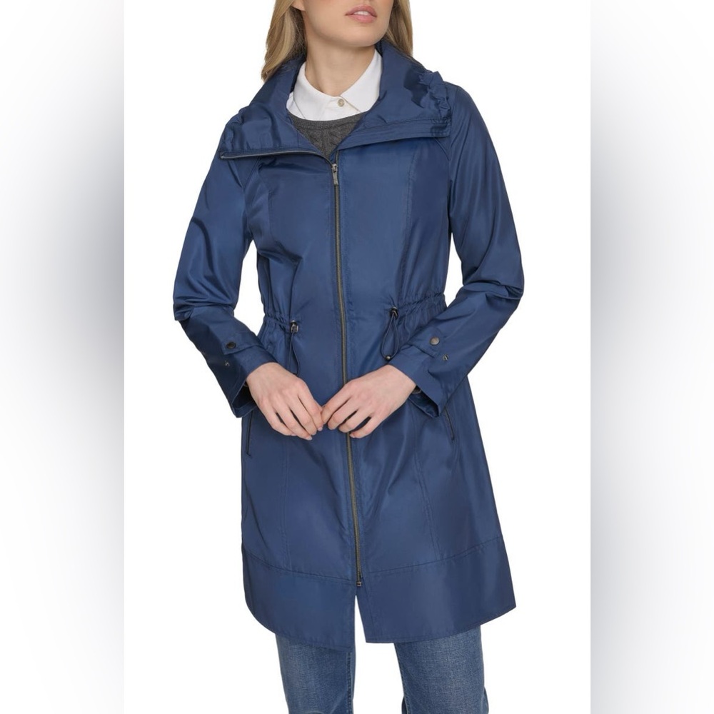 COLE HAAN 'Travel Package' Hooded Rain Jacket in Indigo - Picture 3 of 16
